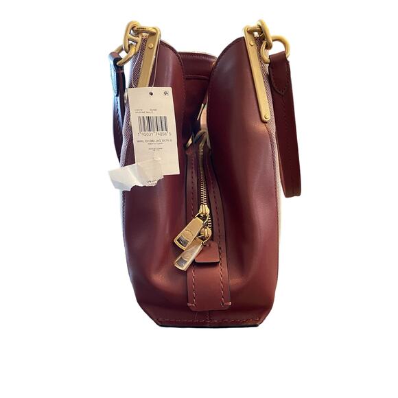 Coach Jacquard Dalton 31 Shoulder Bag Handbag Purse Coach Badge Brass/Wine Multi - Picture 8 of 13